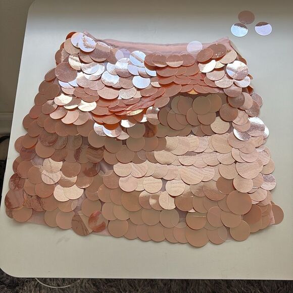 J Crew Collection circle-sequin mini skirt Womens Size 0 Peachy Pink - Picture 3 of 9